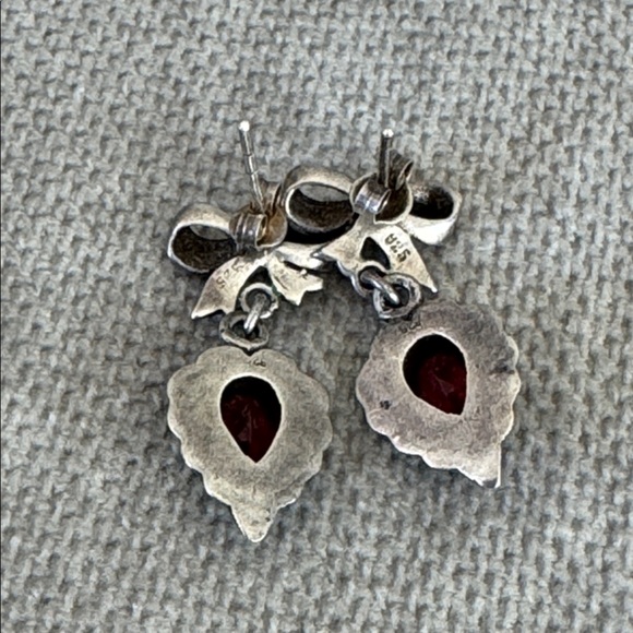 Sterling Silver Garnet & Marcasite Earrings